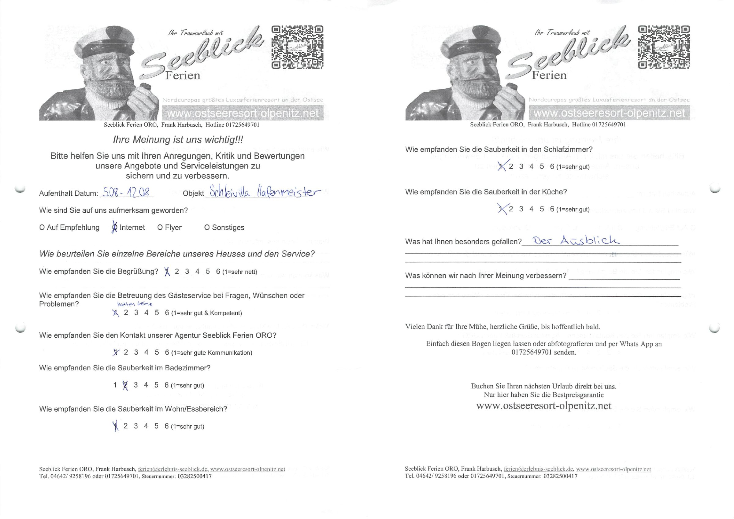 Gästefeedback vom 05.08.2023 - 12.08.2023